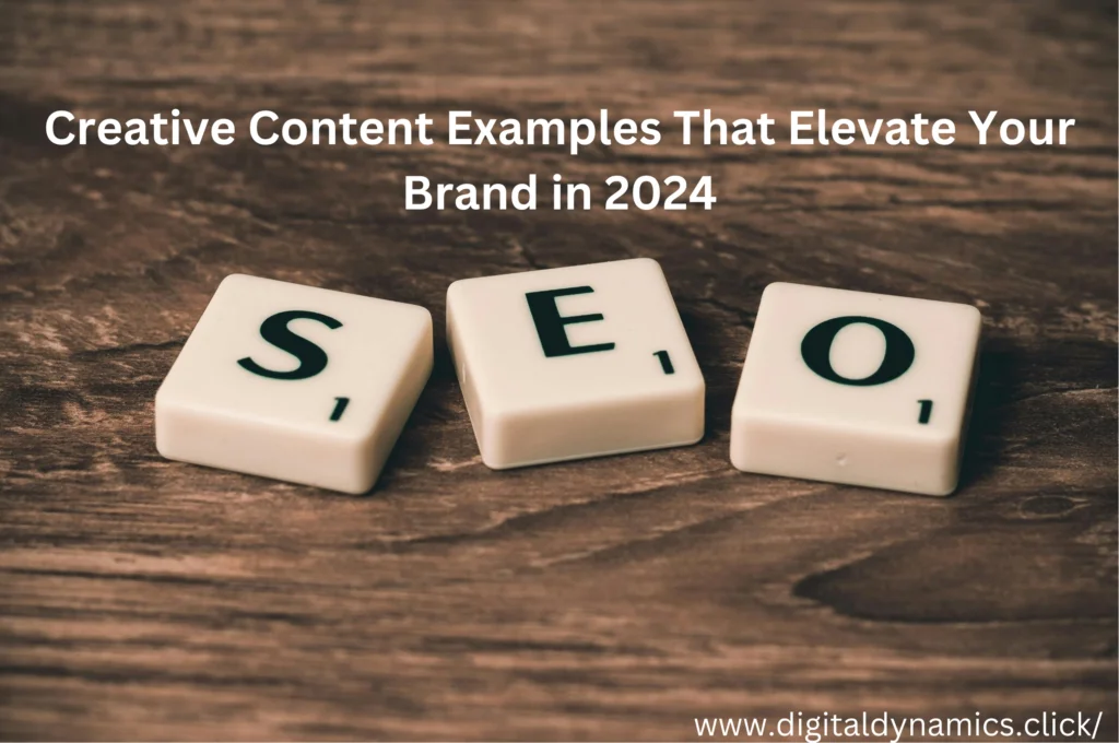  A diverse collection of creative content examples in digital marketing, showcasing videos, blogs, graphics, and interactive media.