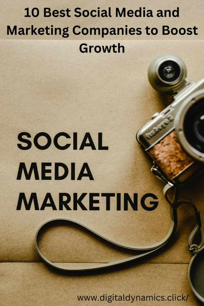 An illustration showing a team of professionals from social media and marketing companies collaborating on digital strategies, surrounded by icons of social media platforms like Facebook, Instagram, and LinkedIn.